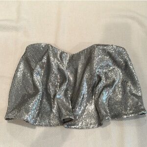 Lovers + Friends sequin strapless flounce top